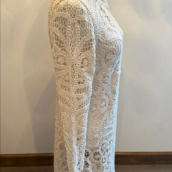 Zara Cream Lace Long Cardigan - Picture 3 of 9